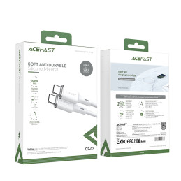 Acefast C2-03-CC USB-C – USB-C PD QC kabelis 60W 3A 480Mb/ s 1,2m – baltas