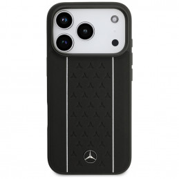 „Mercedes“ odinis žvaigždės rašto dryžių „MagSafe“ dėklas, skirtas „iPhone 17 Pro“ – juodas