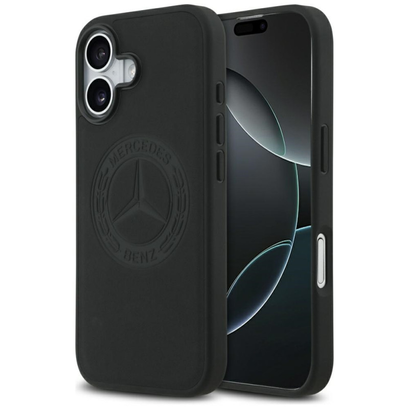 „Mercedes“ odinis vintažinio logotipo „MagSafe“ dėklas, skirtas „iPhone 17“ – juodas