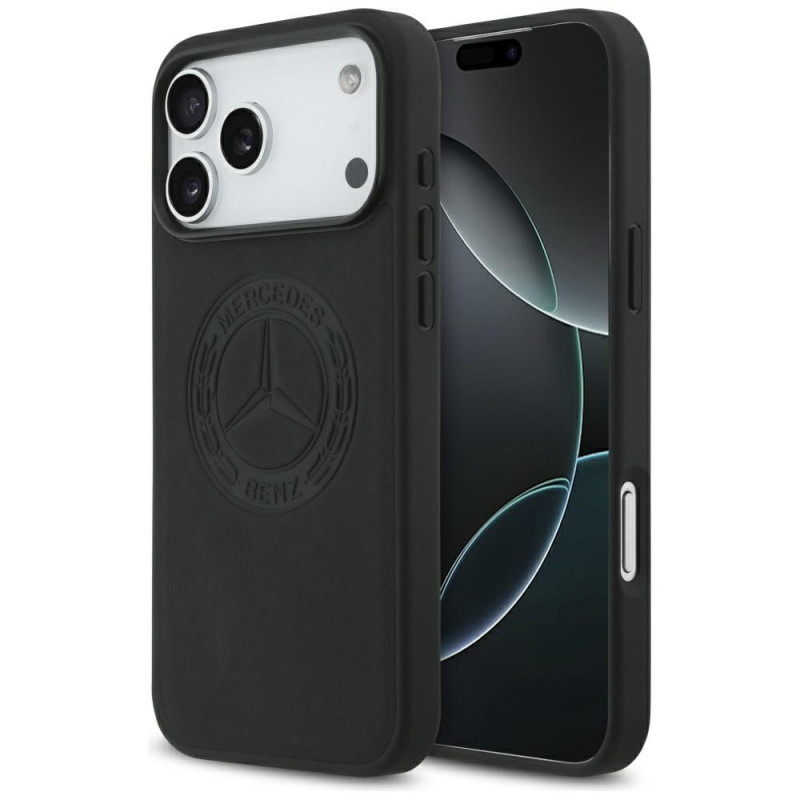 „Mercedes“ odinis vintažinio logotipo „MagSafe“ dėklas, skirtas „iPhone 17 Pro Max“ – juodas