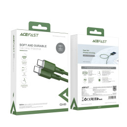 Acefast C2-03-CC USB-C – USB-C PD QC kabelis 60W 3A 480Mb/ s 1,2m – žalias