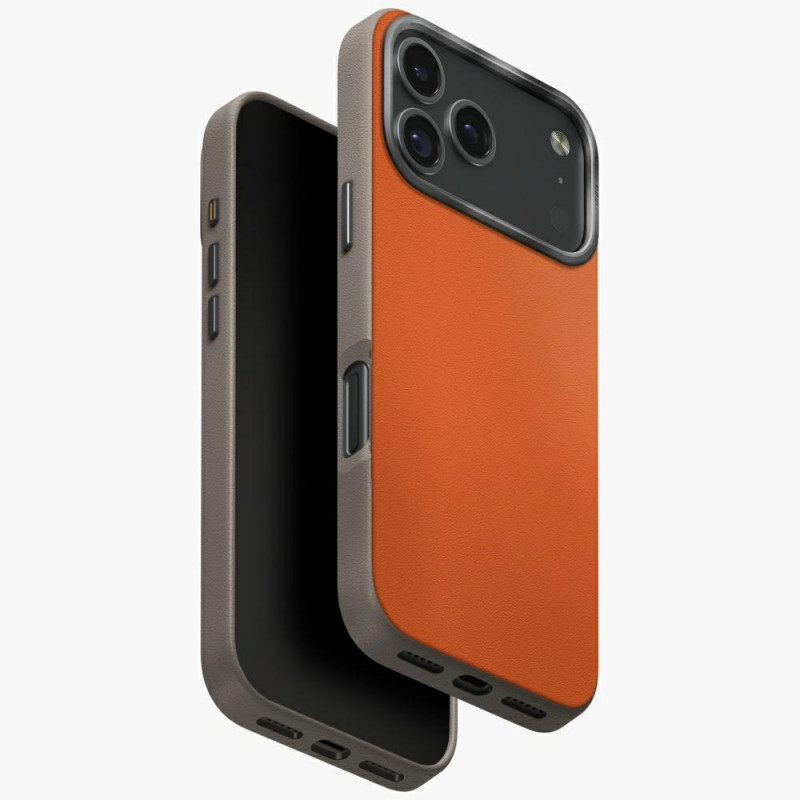 UNIQ Lyden DS dėklas, skirtas iPhone 17 Pro, su „Magclick“ įkrovimu – oranžinės ir pilkos spalvos