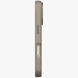 UNIQ Lyden DS dėklas, skirtas iPhone 17 Pro, su įkrovimo mygtuku – geltonai pilkas
