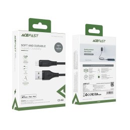Acefast MFI USB – žaibo kabelis 1,2 m, 2,4 A juodas (C3-02 juodas)