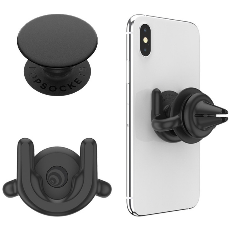 „Popsockets“ automobilio ventiliacijos anga 2 + „PopGrip“ laikiklis – juodas