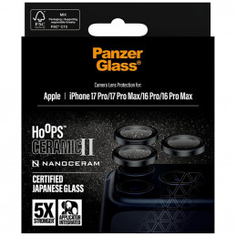„PanzerGlass Hoops Ceramic II“ kameros objektyvo stiklas, skirtas „iPhone 17 Pro / 17 Pro Max / 16 Pro / 16 Pro Max“ – j...