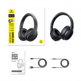 „Baseus Bass BH1 Lite“ belaidės ant ausies dedamos „Bluetooth 6.0“ ausinės – juodos