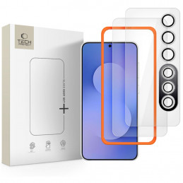 „Tech-Protect Easy Set+“ 3 grūdinto stiklo pakuotė, skirta „Samsung Galaxy S25 FE“ - skaidri