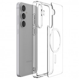 „Spigen Ultra Hybrid Mag MagSafe“ dėklas, skirtas „Samsung Galaxy S25 FE“ – skaidrus ir baltas