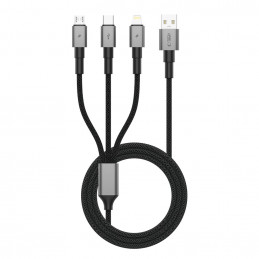 „Tech-Protect UltraBoost DNA 3in1 USB-C / Micro-USB / Lightning“ laidas, 120 cm, pilkas