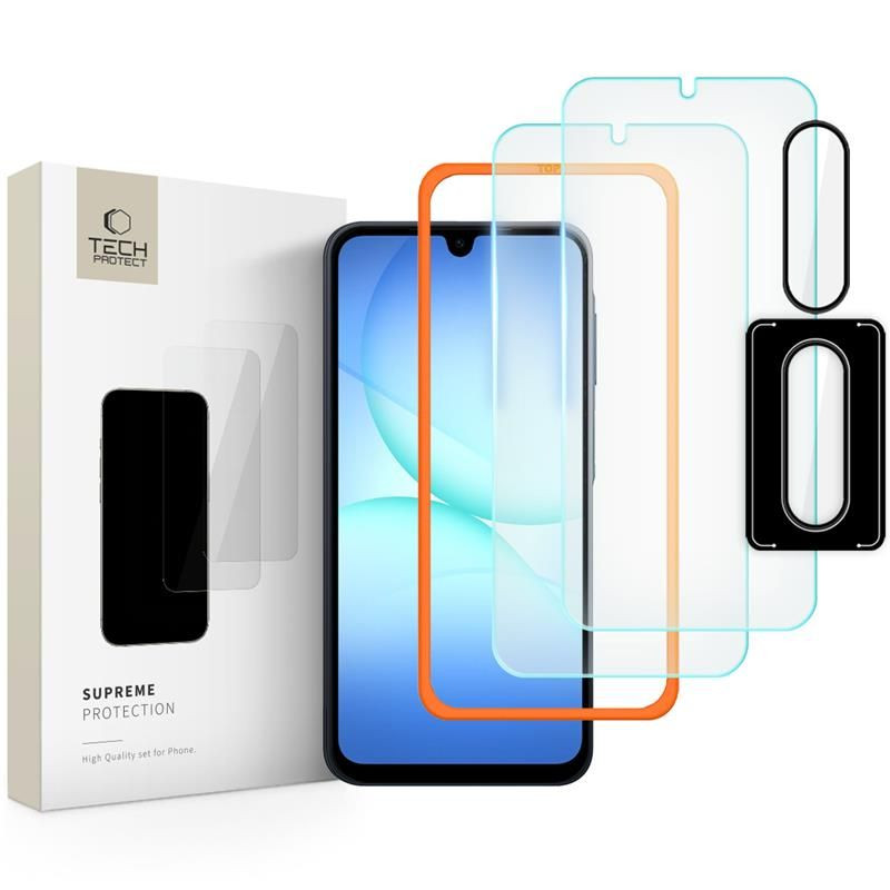 „Tech-Protect Supreme Easy“ 3 grūdinto stiklo pakuotė, skirta „Samsung Galaxy A17 4G / 5G“.