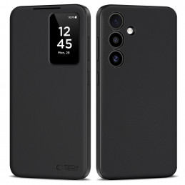 „Tech-Protect“ išmanusis piniginės dėklas, skirtas „Samsung Galaxy S25 FE“ – matinės juodos spalvos