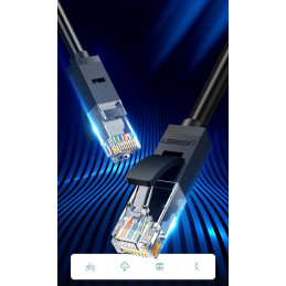 Ugreen kabelis Interneto tinklo kabelis Ethernet patchcord RJ45 Cat 6 UTP 1000Mbps 10m juodas (20164)