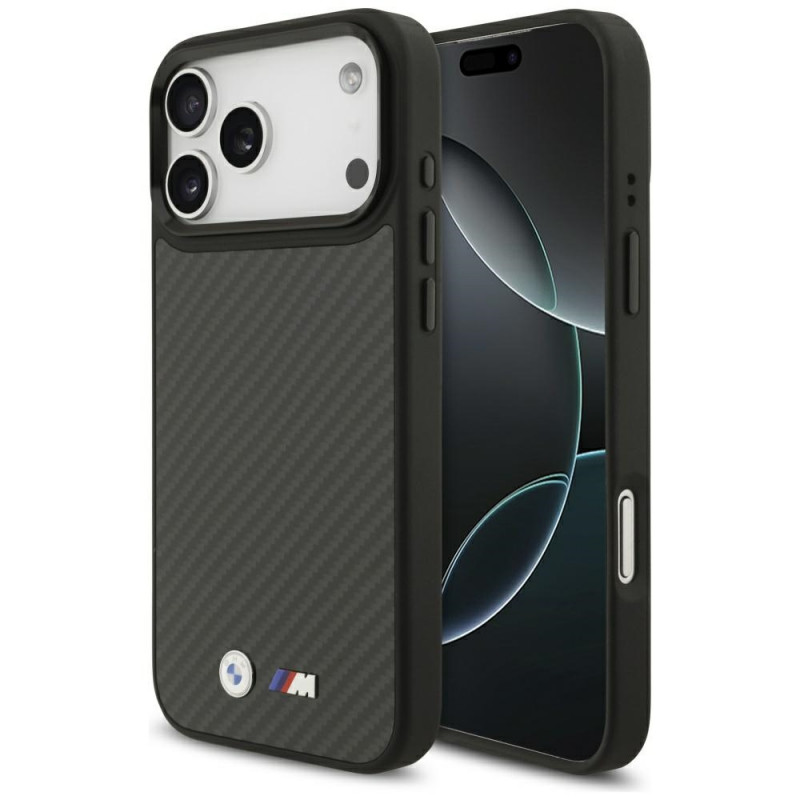 BMW M Kevlar matinis MagSafe dėklas, skirtas iPhone 17 Pro Max – juodas