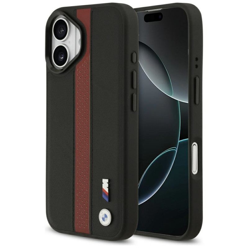 BMW M perforuotos juostelės logotipo „MagSafe“ dėklas, skirtas iPhone 17 – raudonas