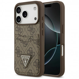 „Guess 4G Nauble Card“ trikampio formos dėklas, skirtas iPhone 17 Pro – rudas
