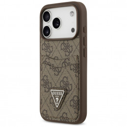 „Guess 4G Nauble Card“ trikampio formos dėklas, skirtas iPhone 17 Pro – rudas