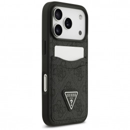 „Guess 4G“ apsauginis „Card Triangle“ dėklas, skirtas „iPhone 17 Pro“ – juodas