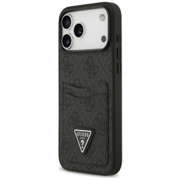 „Guess 4G“ apsauginis „Card Triangle“ dėklas, skirtas „iPhone 17 Pro Max“ – juodas