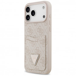 „Guess 4G Nauble Card“ trikampio formos dėklas, skirtas „iPhone 17 Pro Max“ – rožinis