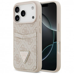 „Guess 4G Nauble Card“ trikampio formos dėklas, skirtas „iPhone 17 Pro“ – rožinis
