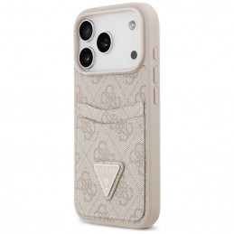 „Guess 4G Nauble Card“ trikampio formos dėklas, skirtas „iPhone 17 Pro“ – rožinis