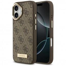 „Guess 4G Logo Plate MagSafe“ dėklas, skirtas „iPhone 17“ – rudas