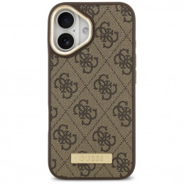 „Guess 4G Logo Plate MagSafe“ dėklas, skirtas „iPhone 17“ – rudas