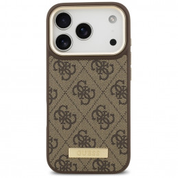 „Guess 4G Logo Plate MagSafe“ dėklas, skirtas „iPhone 17 Pro“ – rudas
