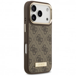 „Guess 4G Logo Plate MagSafe“ dėklas, skirtas „iPhone 17 Pro“ – rudas