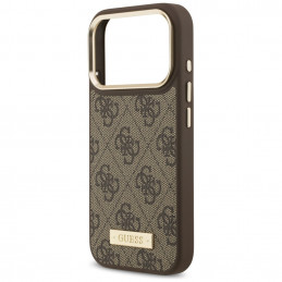 „Guess 4G Logo Plate MagSafe“ dėklas, skirtas „iPhone 17 Pro“ – rudas