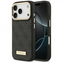 „Guess 4G Logo Plate MagSafe“ dėklas, skirtas „iPhone 17 Pro“ – juodas