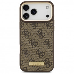 „Guess 4G Logo Plate MagSafe“ dėklas, skirtas „iPhone 17 Pro Max“ – rudas