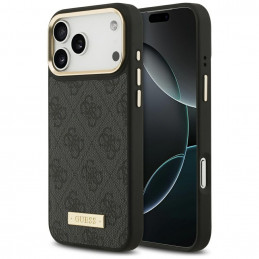 „Guess 4G Logo Plate MagSafe“ dėklas, skirtas „iPhone 17 Pro Max“ – juodas