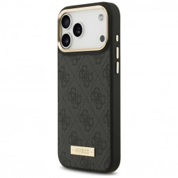„Guess 4G Logo Plate MagSafe“ dėklas, skirtas „iPhone 17 Pro Max“ – juodas