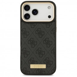 „Guess 4G Logo Plate MagSafe“ dėklas, skirtas „iPhone 17 Pro Max“ – juodas