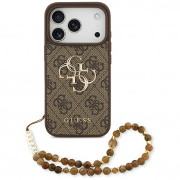 „Guess 4G Strap 4G Classic“ logotipo dėklas, skirtas „iPhone 17 Pro“ – rudas
