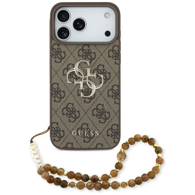 „Guess 4G Strap 4G Classic“ logotipo dėklas, skirtas „iPhone 17 Pro Max“ – rudas
