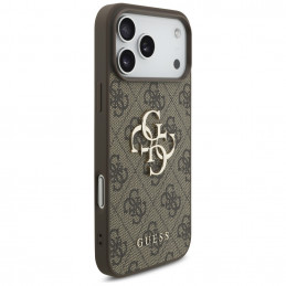 „Guess 4G Strap 4G Classic“ logotipo dėklas, skirtas „iPhone 17 Pro Max“ – rudas