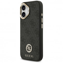 „Guess 4G“ „MagSafe“ dėklas su metalinėmis sagomis ir juodu logotipu, skirtas „iPhone 17“ – juodas