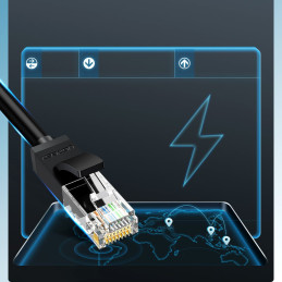 Ugreen kabelis Interneto tinklo kabelis Ethernet patchcord RJ45 Cat 6 UTP 1000Mbps 10m juodas (20164)