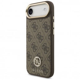 „Guess 4G“ „Strass“ logotipas ir dideli metaliniai dirželio mygtukai su „MagSafe“ dėklu, skirtu „iPhone Air“ – rudas