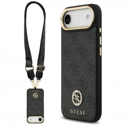 „Guess 4G“ „Strass“ logotipas ir dideli metaliniai dirželio mygtukai su „MagSafe“ dėklu, skirtas „iPhone Air“ – juodas