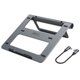 Acefast E5 Plus HUB nešiojamojo kompiuterio stovas USB-C 2x USB-A 3.2 TF SD HDMI RJ45 100W – pilka