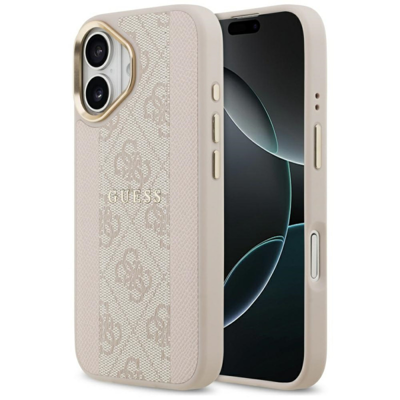 „Guess 4G Stripe MagSafe“ dėklas, skirtas „iPhone 17“ – rožinis