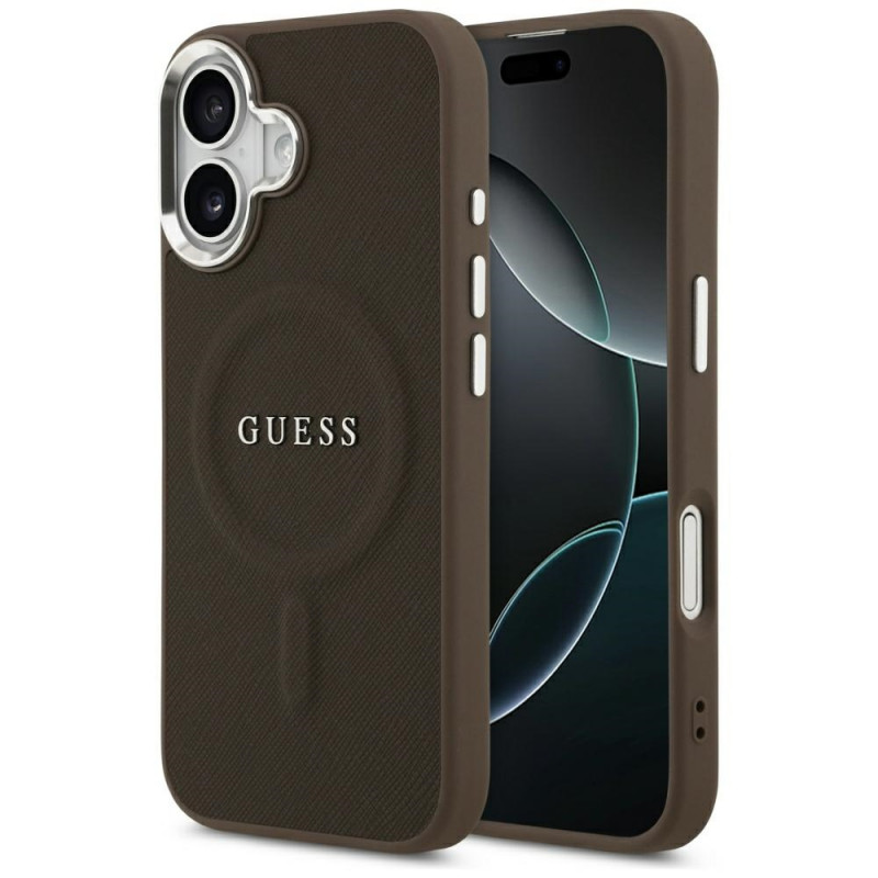 „Guess“ klasikinis „MagSafe“ dėklas, skirtas „iPhone 17“ – rudas