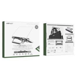 Acefast E5 Plus HUB nešiojamojo kompiuterio stovas USB-C 2x USB-A 3.2 TF SD HDMI RJ45 100W – pilka