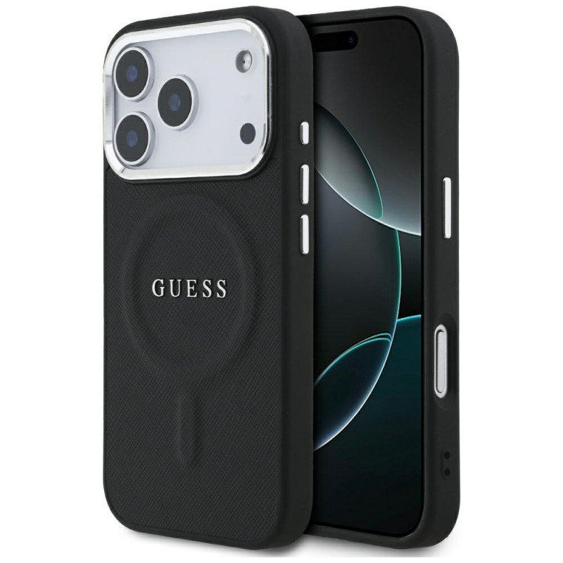 „Guess“ klasikinis „Logo MagSafe“ dėklas, skirtas „iPhone 17 Pro“ – juodas