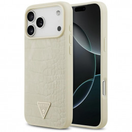 „Guess“ „Croco“ trikampio logotipo „MagSafe“ dėklas, skirtas „iPhone 17 Pro Max“ – auksinis