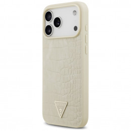 „Guess“ „Croco“ trikampio logotipo „MagSafe“ dėklas, skirtas „iPhone 17 Pro Max“ – auksinis